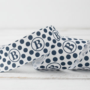 Gros-grain Ruban Grosgrain Monogramme à Motif à Points Navy B