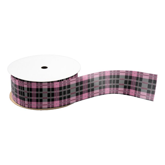 Gros-grain Ruban Grosgrain rose et noir (Bobine)