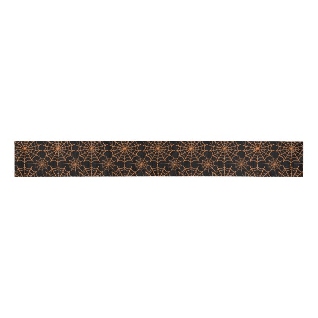 Gros-grain Ruban Halloween orange Black Spider Web Ribbon (Devant)