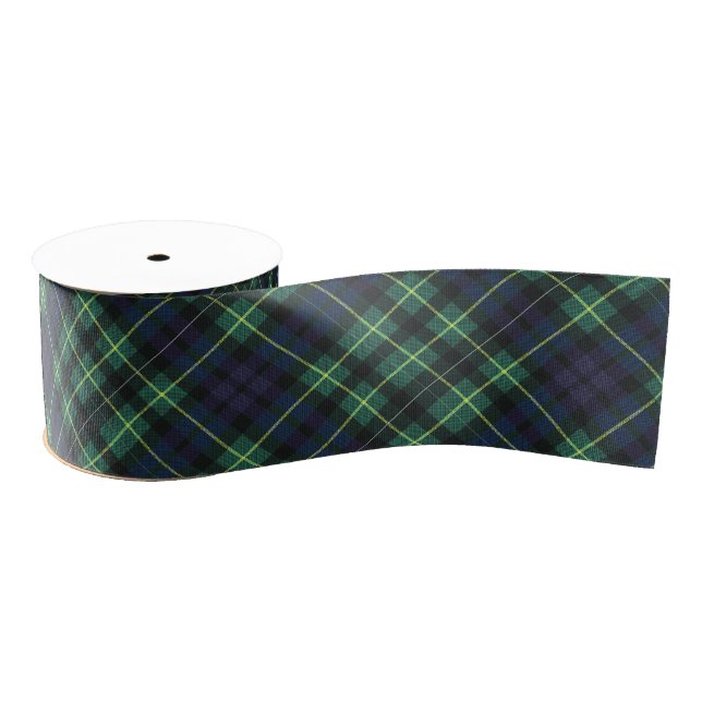 Gros-grain Ruban - Jaune, Vert et Bleu Tartan Design2 (Bobine)