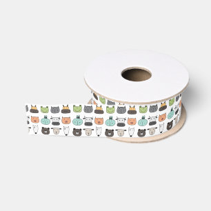 Gros-grain Ruban largeur 1,5 po - Visages d'animaux