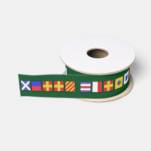 Gros-grain Ruban nautique de Joyeux Noël de drapeaux
