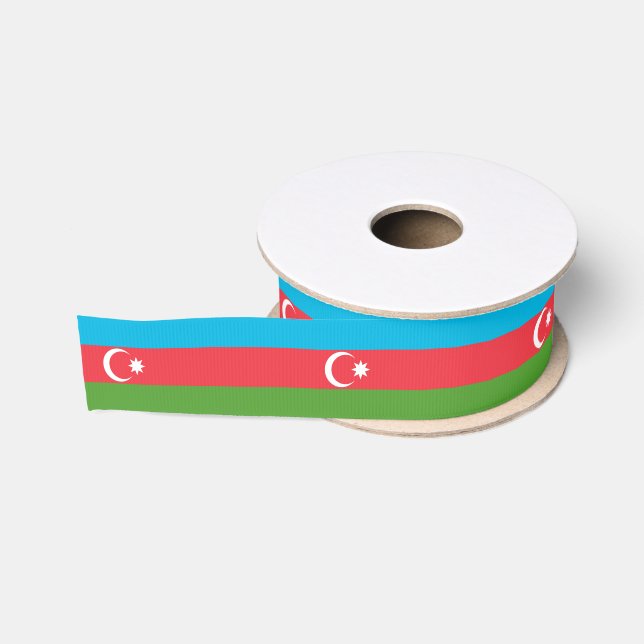 Gros-grain Ruban patriotique avec drapeau de l'Azerbaïdjan (Bobine)