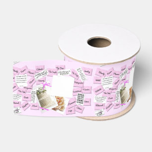 Gros-grain Ruban rose et blanc Mariage