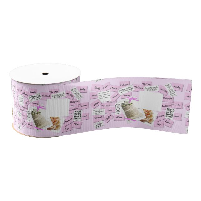 Gros-grain Ruban rose et blanc Mariage (Bobine)