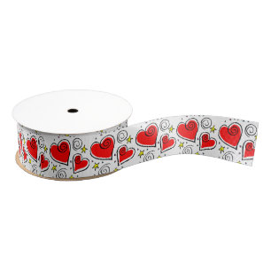 Gros-grain Ruban rouge de motif de coeurs