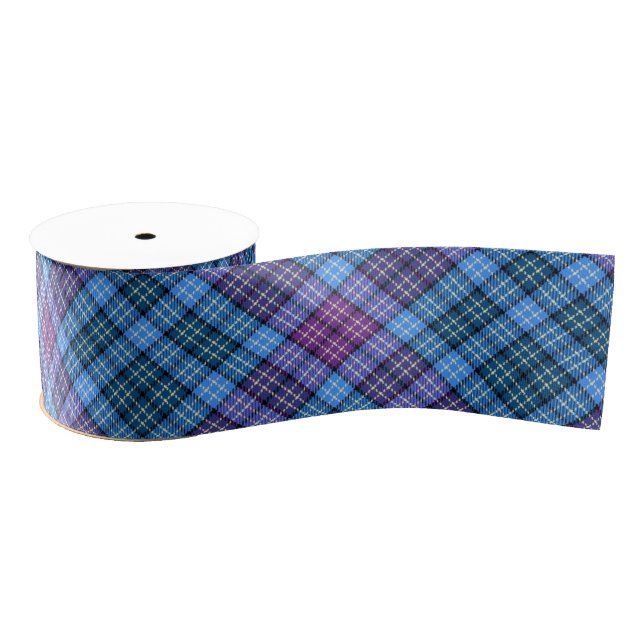 Gros-grain Ruban - Tartan bleu rose violet vert (Bobine)