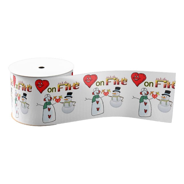 Gros-grain Saint Valentin Red Heart Fire Snowman Ruban (Bobine)