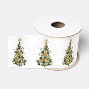Gros-grain Sapin de Noël élégant en or, ruban