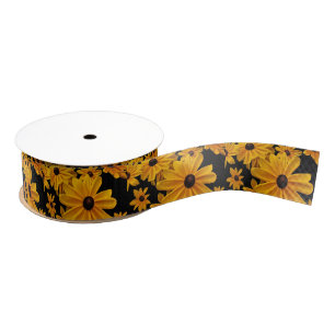 Gros-grain Susan observée par noir floral fleurit le ruban d