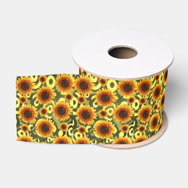 Gros-grain tournesols en ruban décoratif (Bobine)