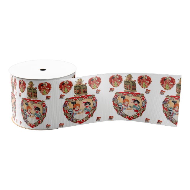 Gros-grain véntines de ruban décoratif amour (Bobine)
