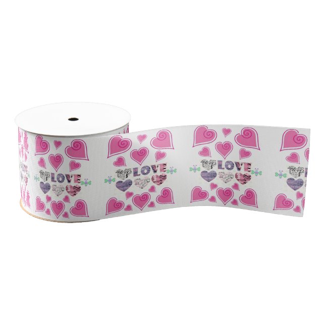 Gros-grain véntines de ruban décoratif amour (Bobine)