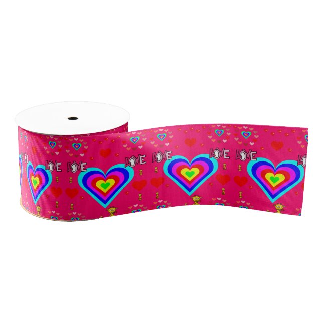 Gros-grain véntines de ruban décoratif amour (Bobine)