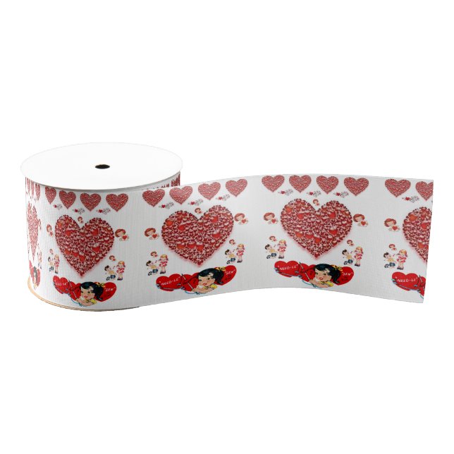 Gros-grain véntines de ruban décoratif amour (Bobine)