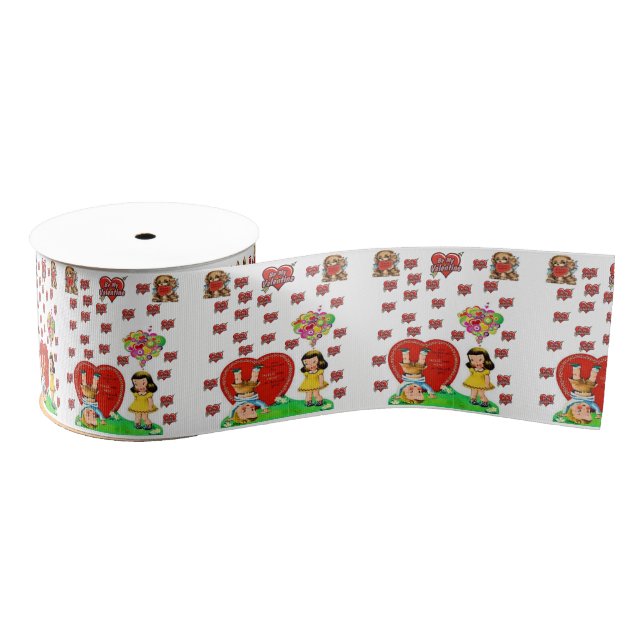 Gros-grain véntines de ruban décoratif amour (Bobine)