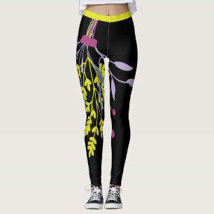 Gros Gras Coloré Vert Purple Leggings Botaniques