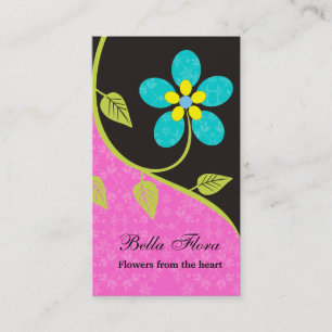 Gros gras de fleurs turquoise carte de visite modè