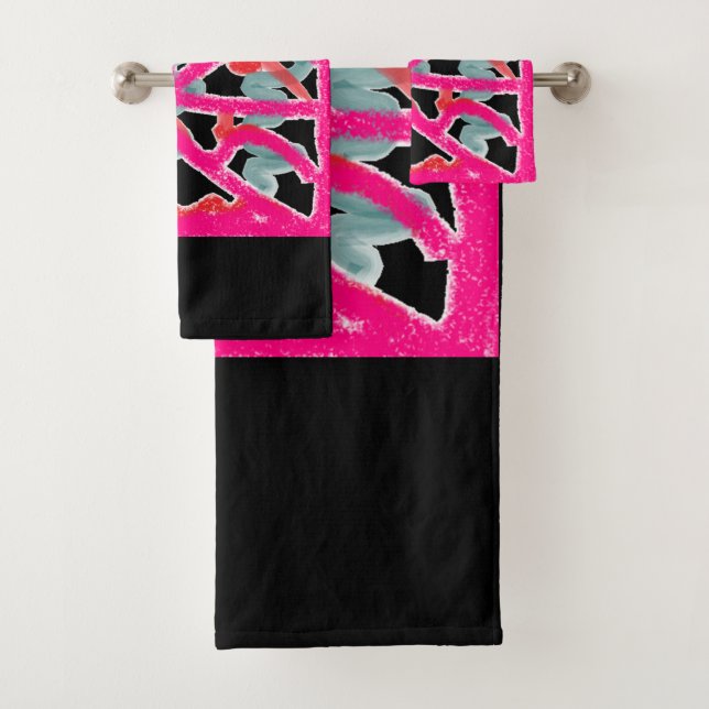 Gros motifs rose noir fabuleux douche design (En situation)