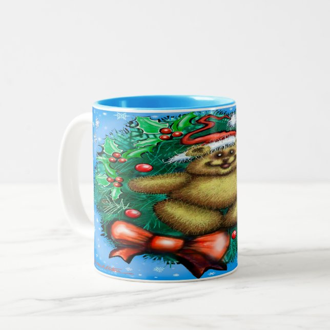 Gros Ours De Noël À Deux Tons De Café Mug (Devant gauche)