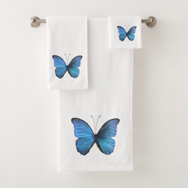 Gros papillon bleu morpho (En situation)