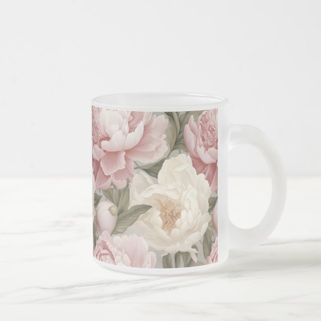 Gros Peondesign Rose Blanc Imprimer Mug (Droit)