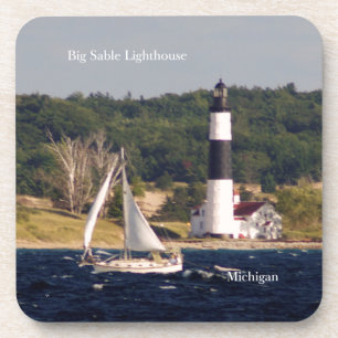Gros phare et bateau Sable 6 dessous de verre en p