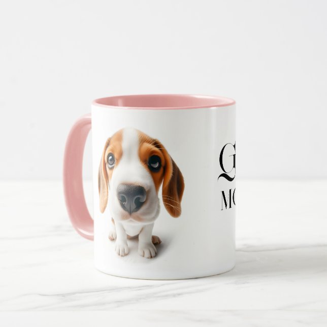 Gros plan beagle Mug avec votre nom (Devant gauche)