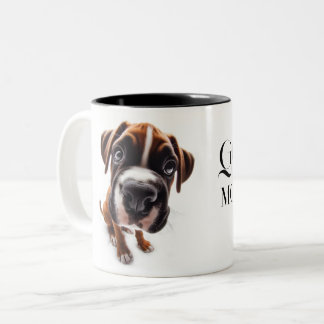 Gros plan de boxer allemand Mug avec votre nom