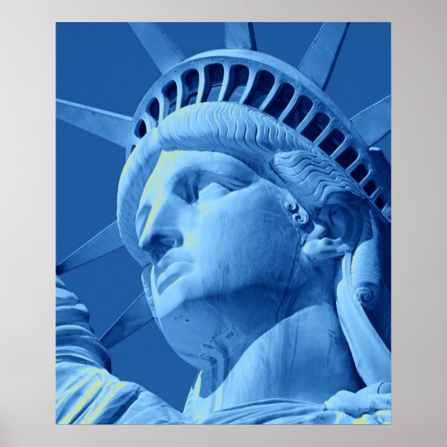 Gros plan en bleu Statue de la Liberté Poster (Devant)
