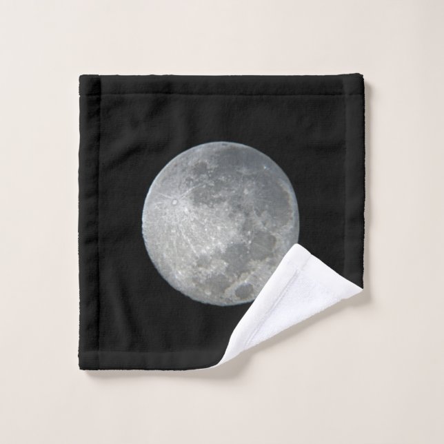 Gros plan sur la pleine lune dans le ciel nocturne (Gant de toilette)