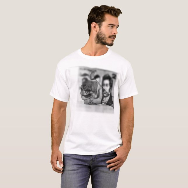 Gros Pouce Pour L'Argent, Mens T-shirt Blanc (Devant entier)