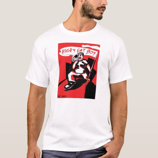 Gros T-shirt fâché de blanc de garçon (Devant)