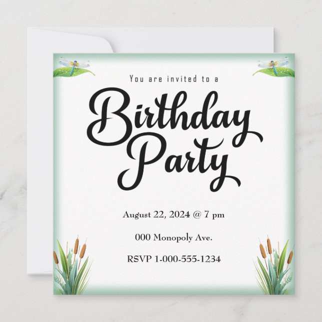 Grosse Bouche Basse Noire Sport Pêche Invitation (Devant)