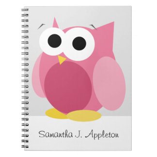 Grosse Chouette rose drôle 6,5 po x Carnet spiral