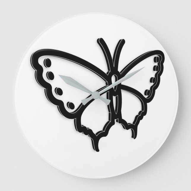Grosse horloge à papillon noir et blanc (Recto)