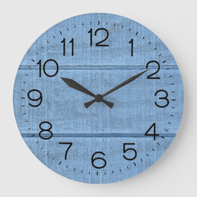Grosse horloge en bois bleu rustique (Recto)