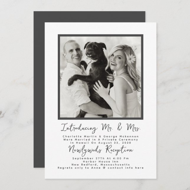 Grosse photo Faire-part de mariage des jeunes mari (Devant / Derrière)