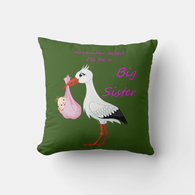 Grosse Soeur Jeter Oreiller Baby Stork Novembre 20 (Recto)