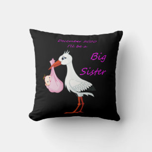 Grosse Soeur Lancer Oreiller Baby Stork Décembre 2