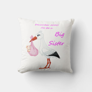 Grosse Soeur Lancer Oreiller Baby Stork Décembre 2