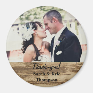 Grosse taille Rustique Mariage Photo Magnet Merci