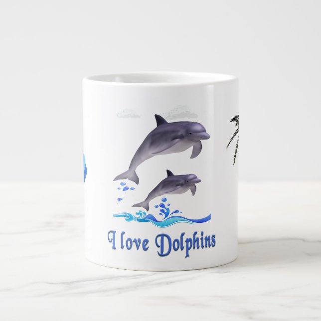 Grosse tasse de café dauphins (Devant)