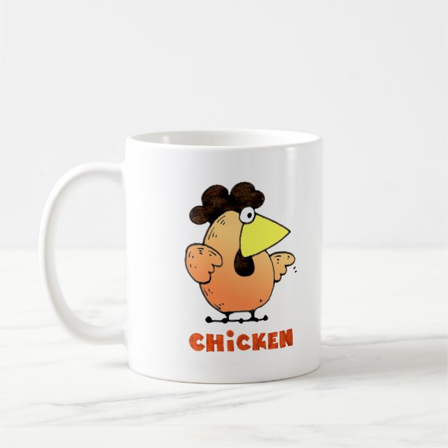 Grosse tasse jaune de poulet de bande dessinée de (Gauche)