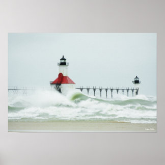 Grosse vague sur le lac Michigan Poster