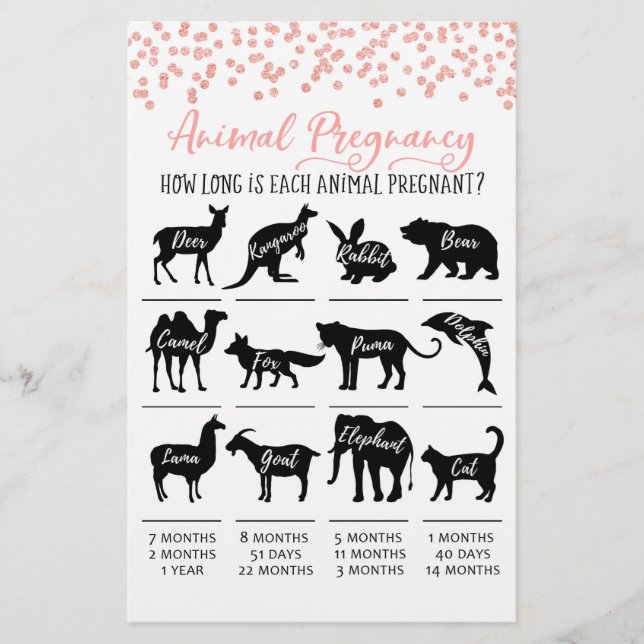 Grossesse animale avec réponses Baby shower Jeu (Devant)