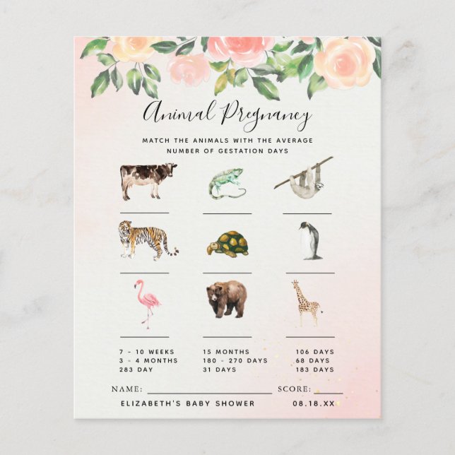 Grossesse Animale | Jeu de Baby Shower (Devant)