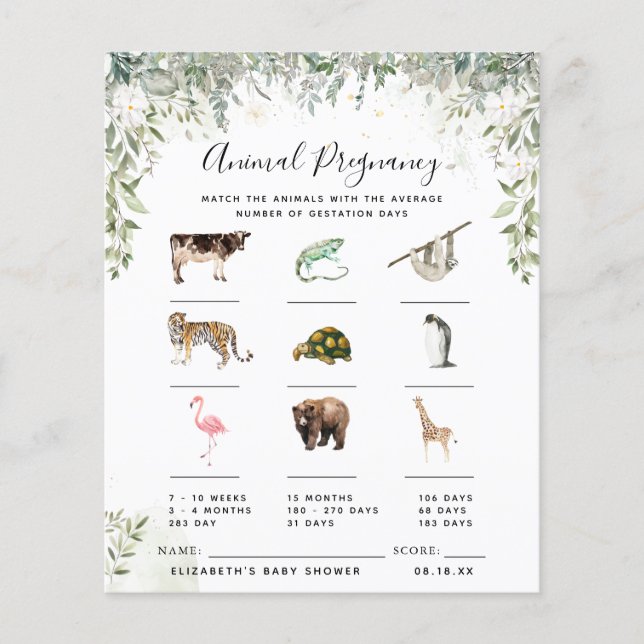 Grossesse Animale | Jeu de Baby Shower (Devant)
