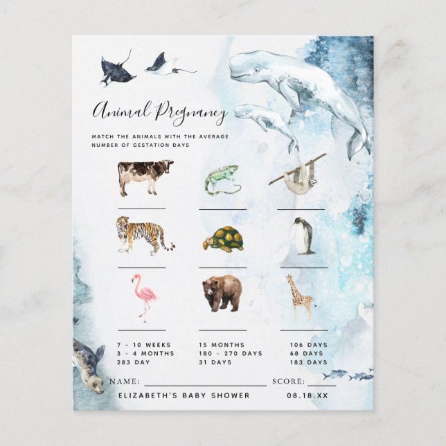 Grossesse Animale | Jeu de Baby Shower (Devant)