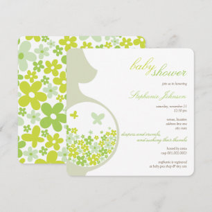 Grossesse et invitation vert de baby shower de
